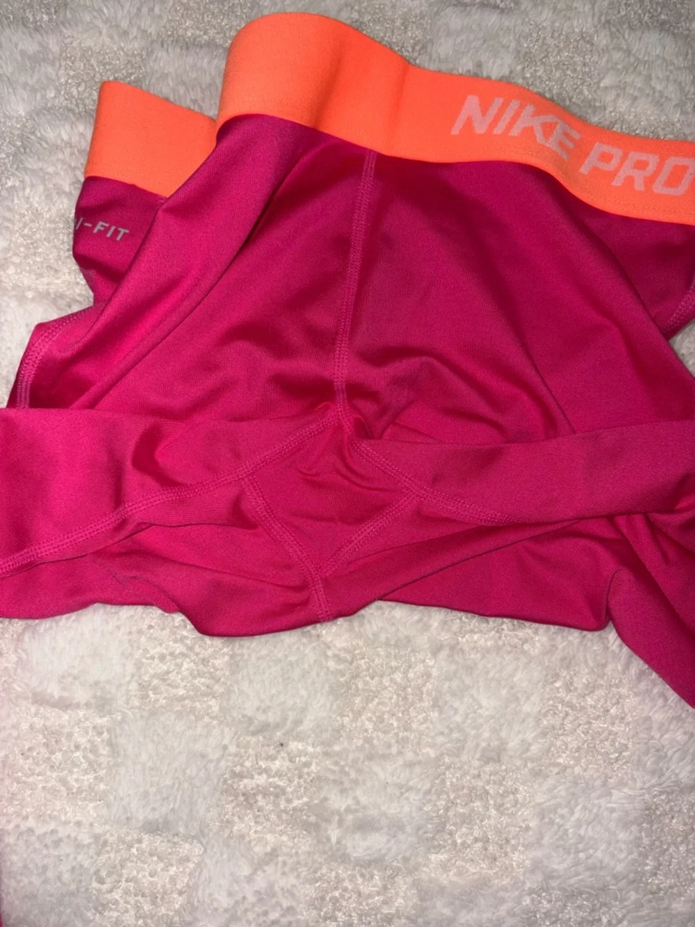 Girls Nike Pro Tight Fit Training Capris Pink + Orange • Big Girls XLarge